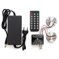 Vibration-Speaker Stereo Set 50 Watt (2×25W) included - Amplifier Y50L with remote control plus two vibro-speakers 25W 4ohm plus Power supply